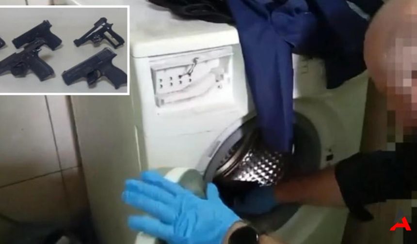 İzmir'de Çamaşır Makinesine Gizlenmiş Silahlarla 6 Şüpheli Yakalandı